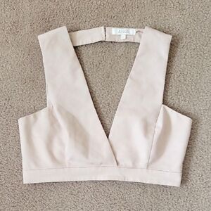 ANGL Womens Cream Plunge Bralette - Size Large